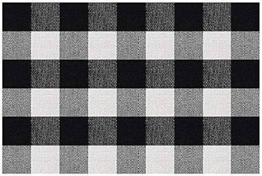 Black/White Buffalo Plaid Rug 24x36 Anti-Slip Mat